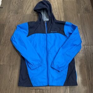 Columbia Boys XL Blue Windbreaker Jacket Hooded‎ Full Zip Lightweight Kids